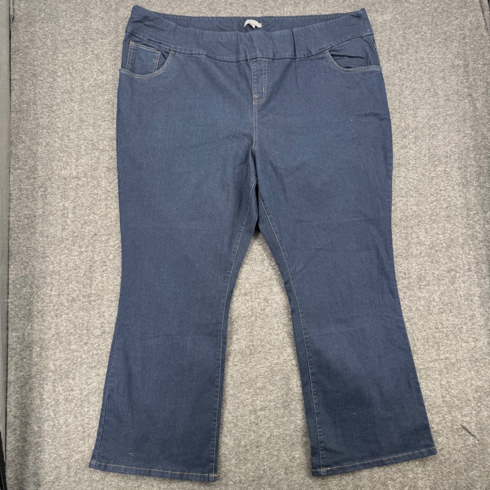 Woman Within Womens 30W Dark Wash Pull On Bootcut Stretch Denim Jeans Ankle